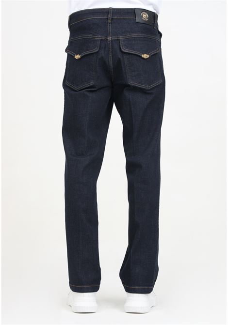 Jeans in denim blu da uomo con puntali in stile western VERSACE JEANS COUTURE | 77GAB501CDWD1904